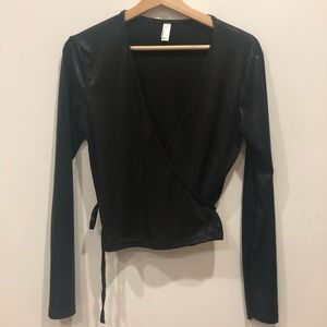American Apparel Metallic long sleeve crop tie top